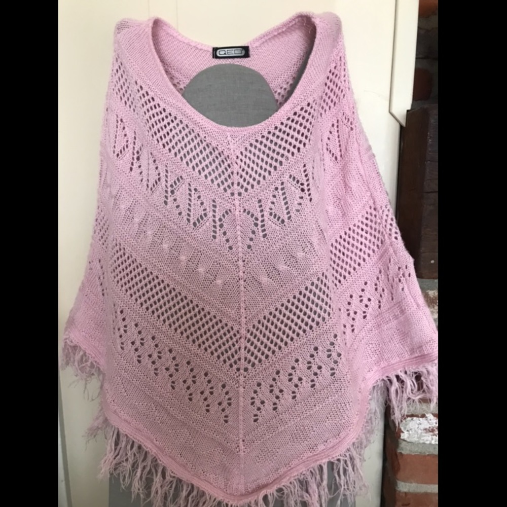 Light Pink Knitted Poncho